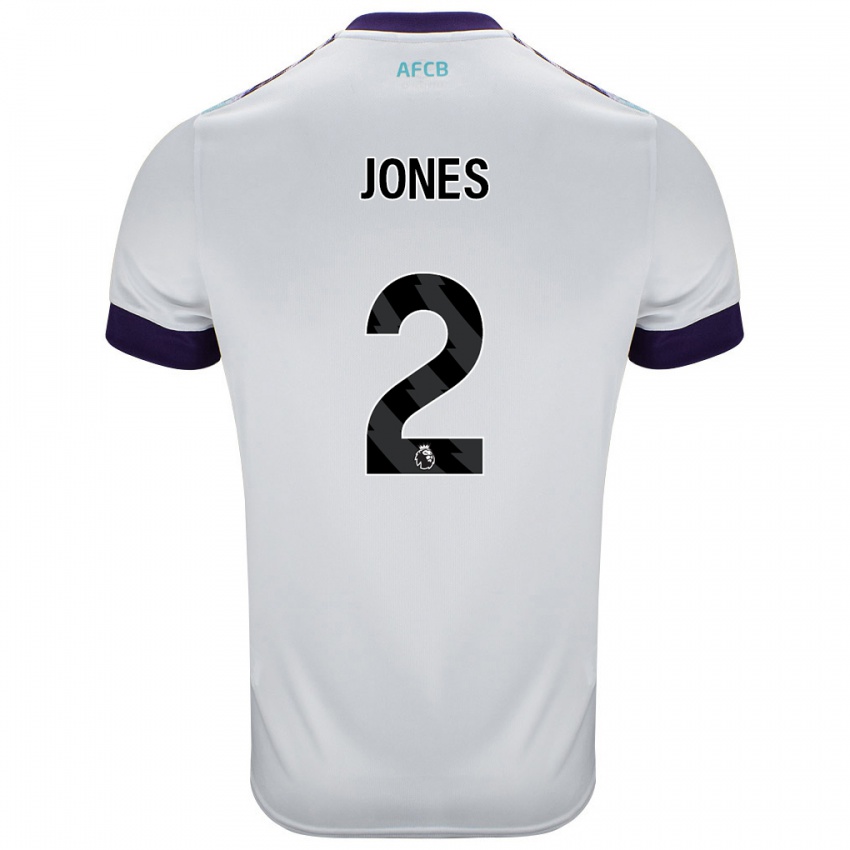 Niño Camiseta Abby Jones #2 Blanco Verde Púrpura 2ª Equipación 2024/25 La Camisa Perú