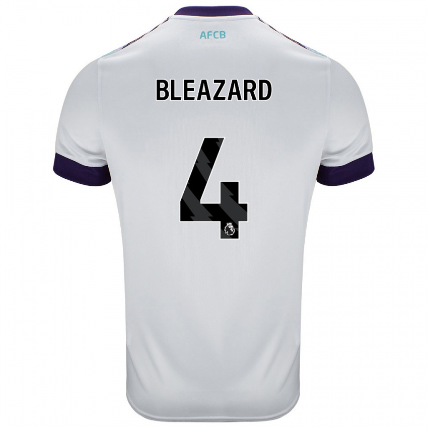 Niño Camiseta Helen Bleazard #4 Blanco Verde Púrpura 2ª Equipación 2024/25 La Camisa Perú