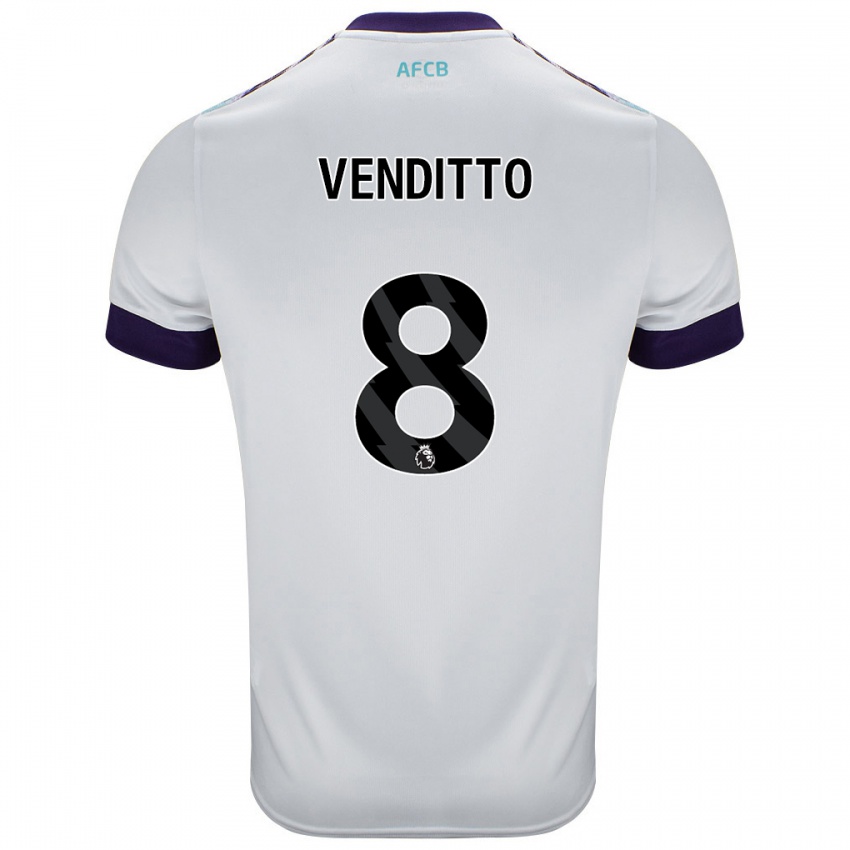 Niño Camiseta Olivia Venditto #8 Blanco Verde Púrpura 2ª Equipación 2024/25 La Camisa Perú