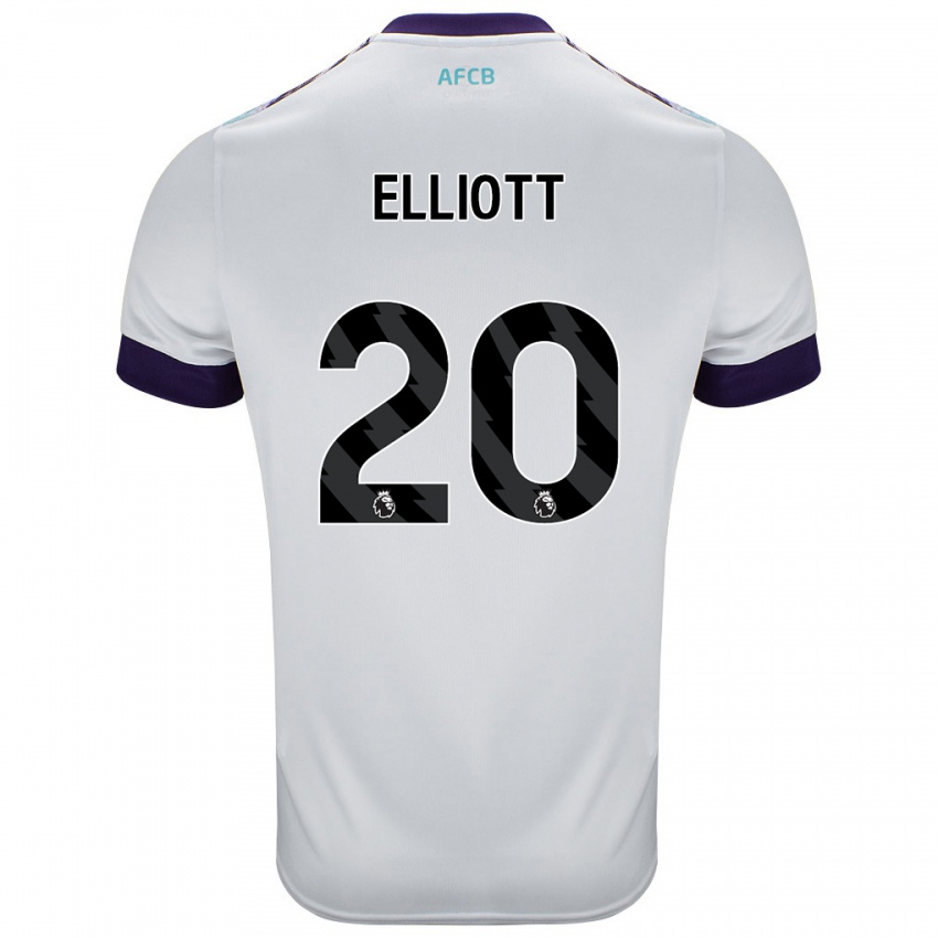 Niño Camiseta Kaitlyn Elliott #20 Blanco Verde Púrpura 2ª Equipación 2024/25 La Camisa Perú