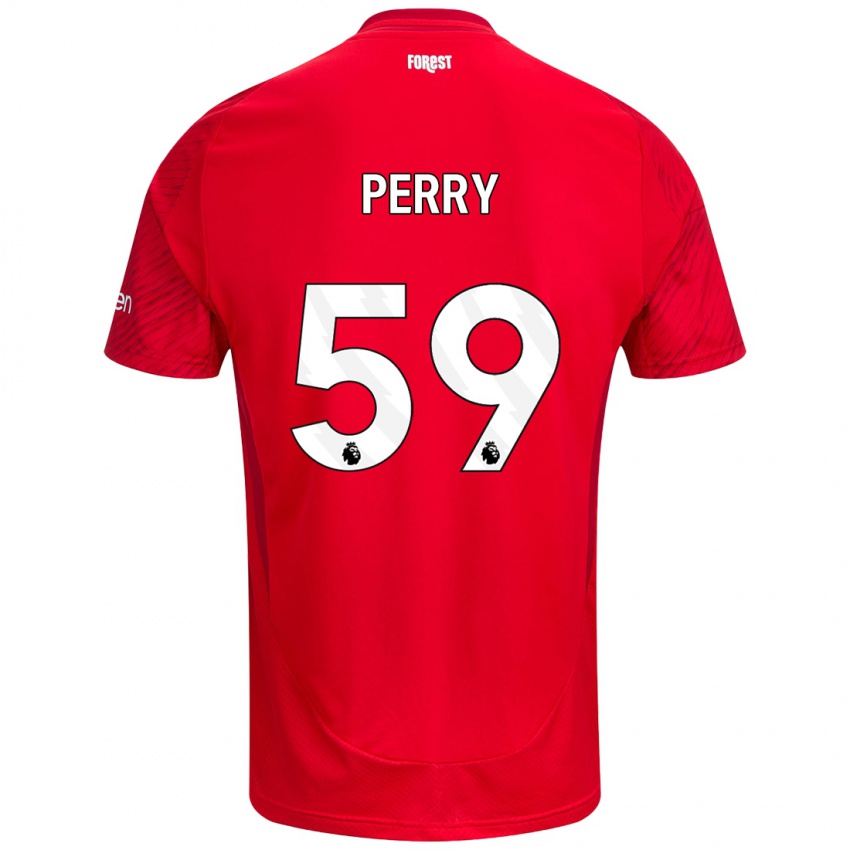 Hombre Camiseta Ben Perry #59 Rojo Blanco 1ª Equipación 2024/25 La Camisa Perú