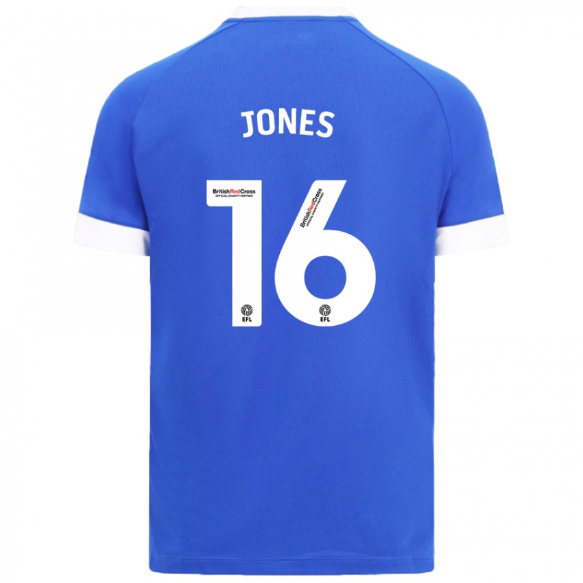 Hombre Camiseta Ellie Jones #16 Azul Cielo 1ª Equipación 2024/25 La Camisa Perú