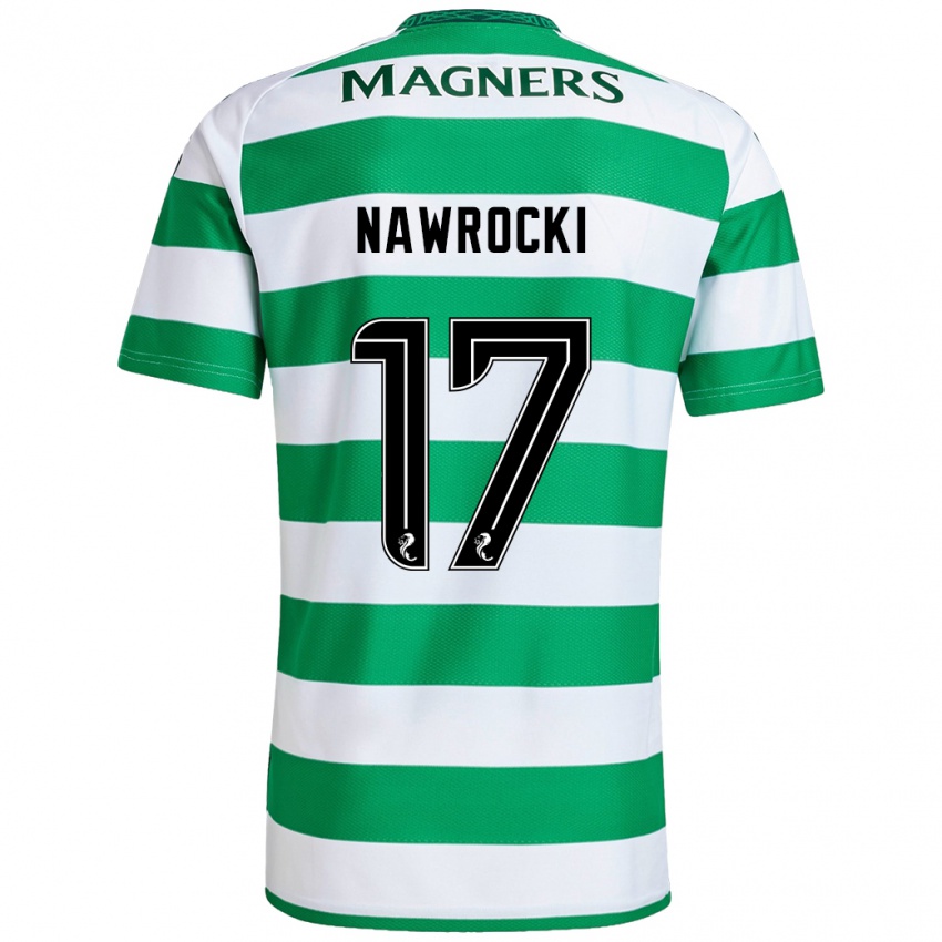 Hombre Camiseta Maik Nawrocki #17 Verde Blanco 1ª Equipación 2024/25 La Camisa Perú