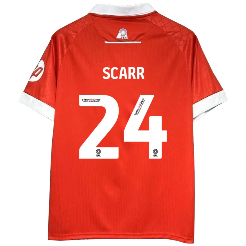 Hombre Camiseta Dan Scarr #24 Rojo Blanco 1ª Equipación 2024/25 La Camisa Perú