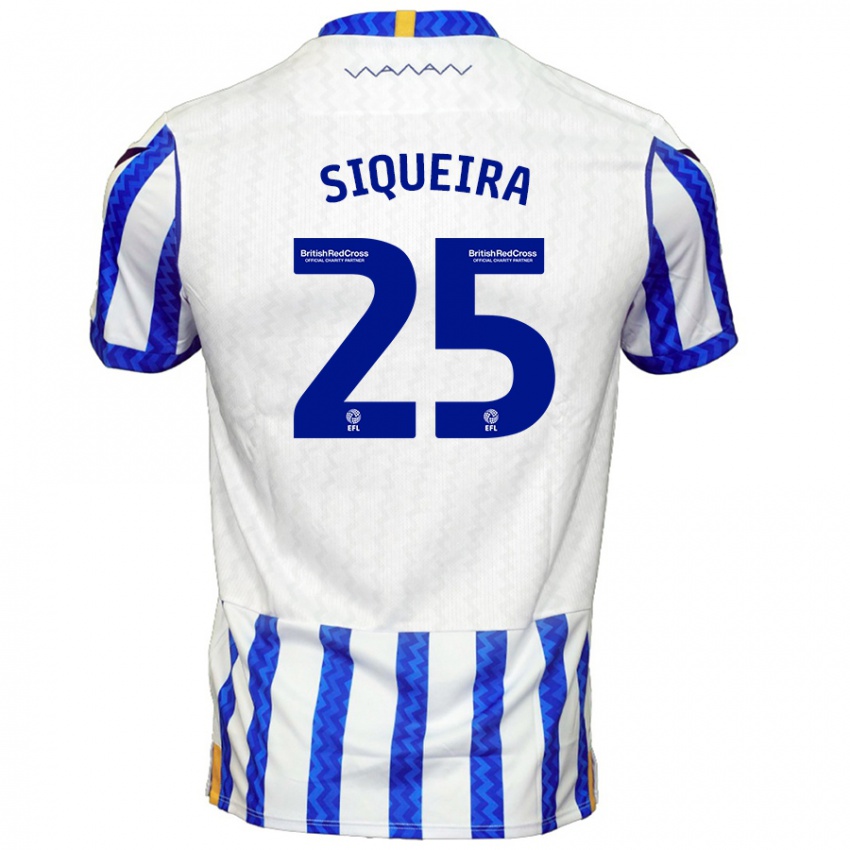 Hombre Camiseta Guilherme Siqueira #25 Azul Blanco 1ª Equipación 2024/25 La Camisa Perú