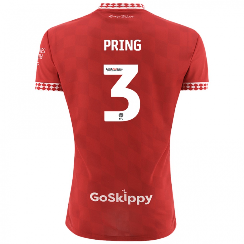 Hombre Camiseta Cameron Pring #3 Rojo 1ª Equipación 2024/25 La Camisa Perú