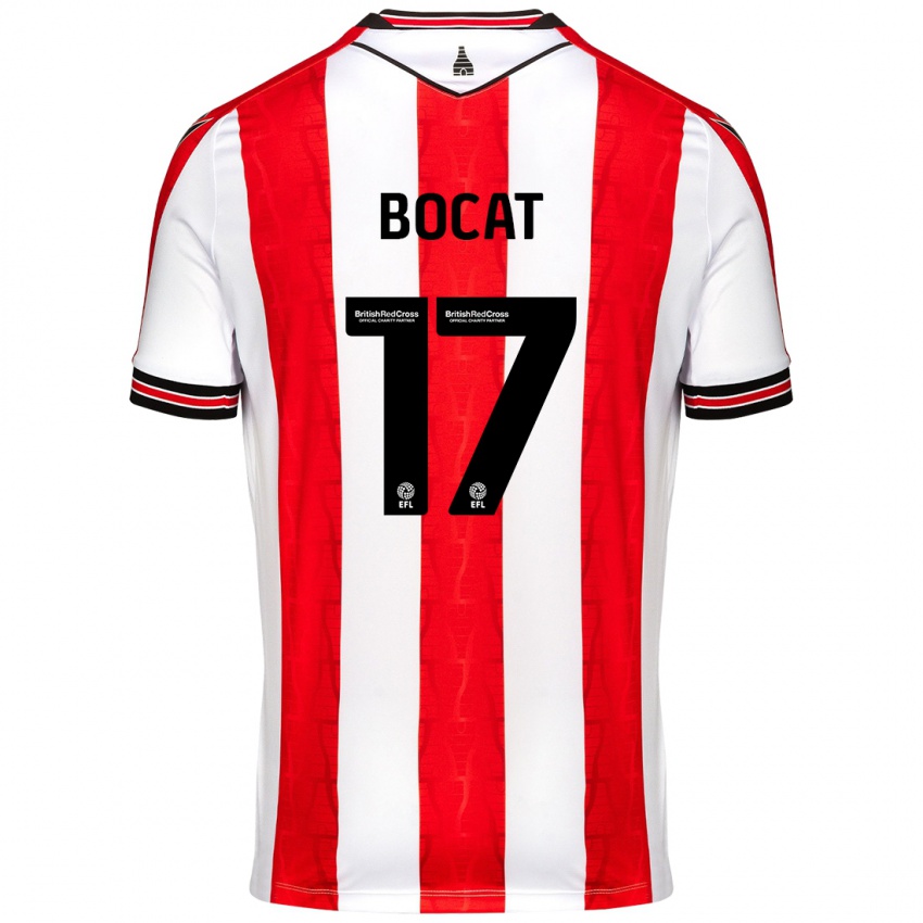 Hombre Camiseta Eric-Junior Bocat #17 Rojo Blanco 1ª Equipación 2024/25 La Camisa Perú