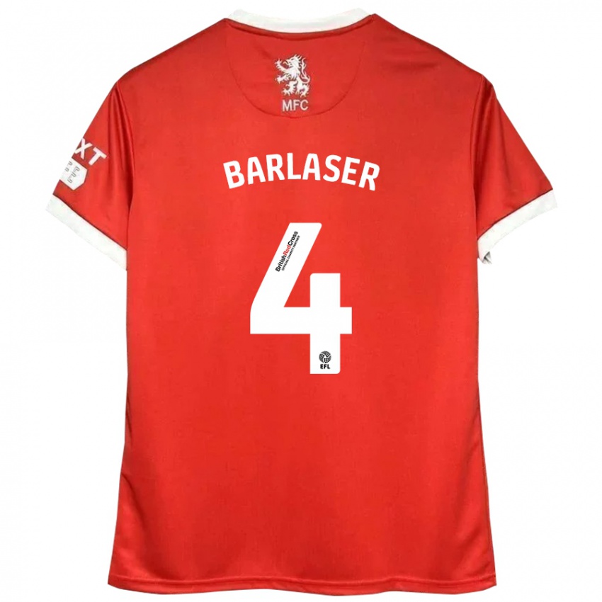 Hombre Camiseta Dan Barlaser #4 Rojo Blanco 1ª Equipación 2024/25 La Camisa Perú