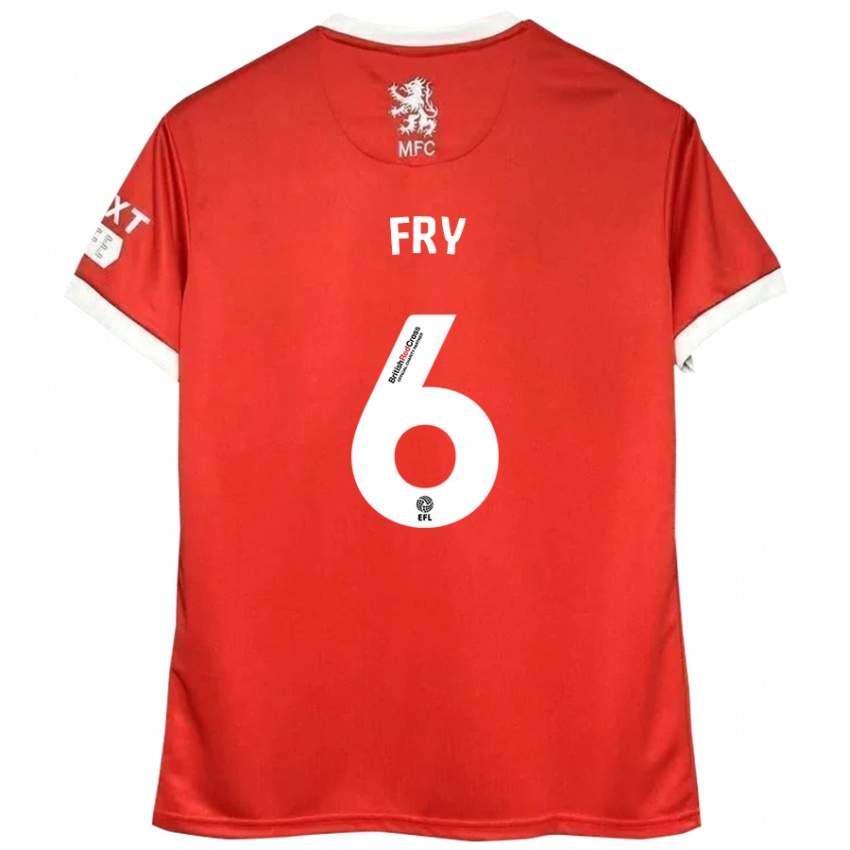 Hombre Camiseta Dael Fry #6 Rojo Blanco 1ª Equipación 2024/25 La Camisa Perú