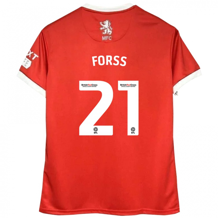 Hombre Camiseta Marcus Forss #21 Rojo Blanco 1ª Equipación 2024/25 La Camisa Perú