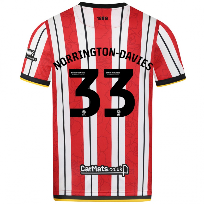 Hombre Camiseta Rhys Norrington-Davies #33 Rojo Blanco Rayas 1ª Equipación 2024/25 La Camisa Perú