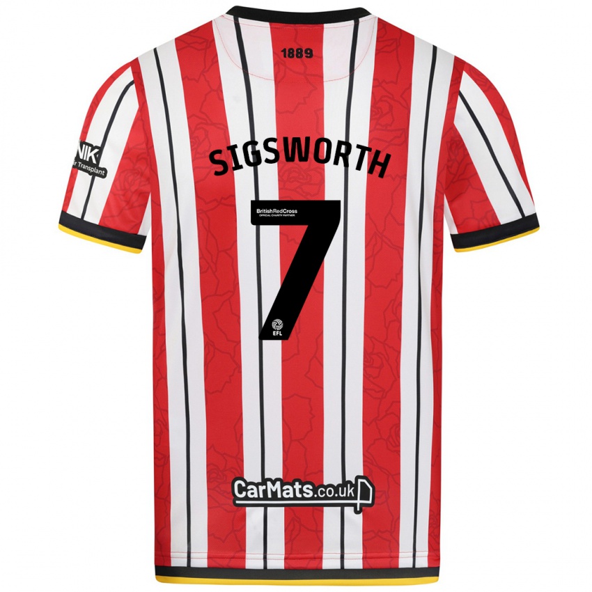 Hombre Camiseta Jess Sigsworth #7 Rojo Blanco Rayas 1ª Equipación 2024/25 La Camisa Perú