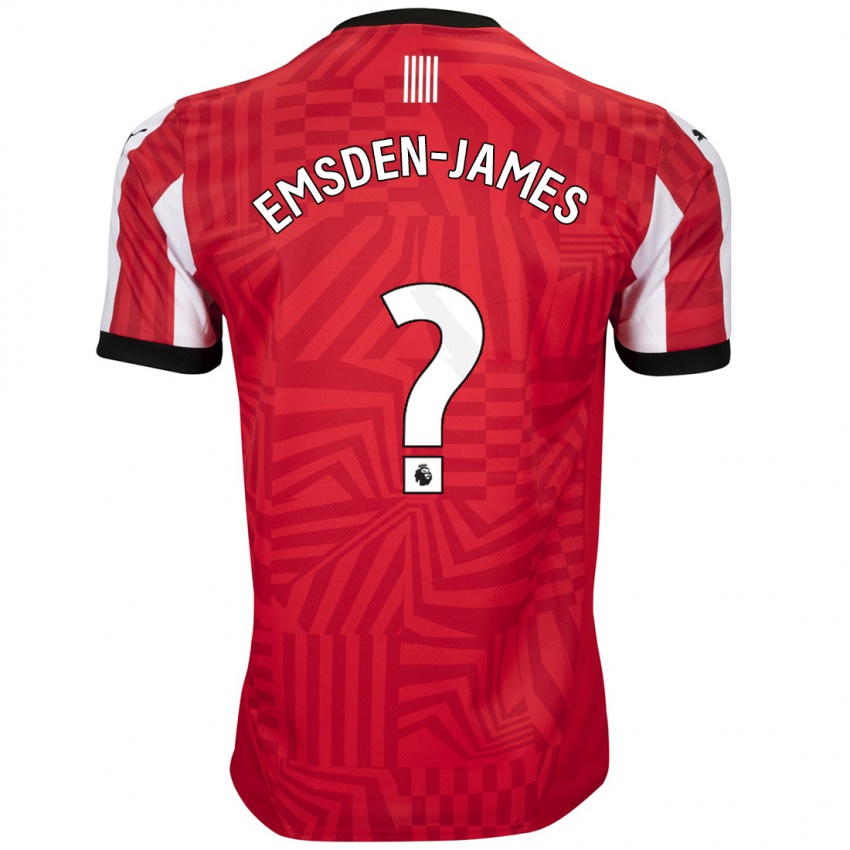 Hombre Camiseta Harley Emsden-James #0 Rojo Blanco 1ª Equipación 2024/25 La Camisa Perú