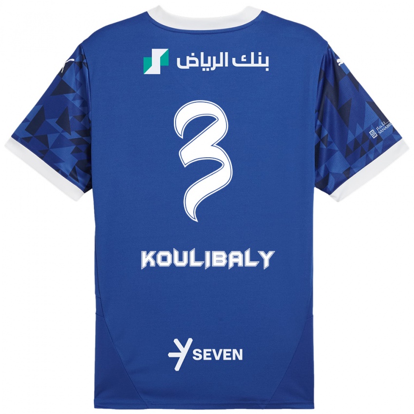 Hombre Camiseta Kalidou Koulibaly #3 Azul Oscuro Blanco 1ª Equipación 2024/25 La Camisa Perú