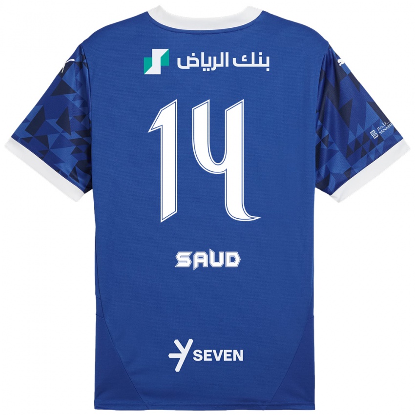 Hombre Camiseta Nouf Saud #14 Azul Oscuro Blanco 1ª Equipación 2024/25 La Camisa Perú