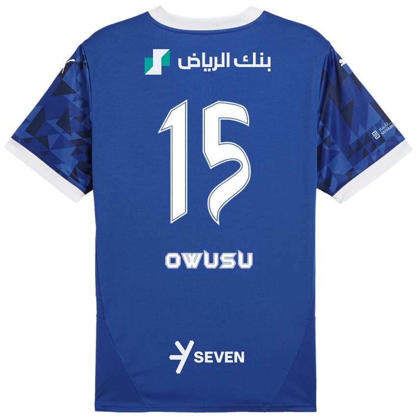 Hombre Camiseta Mavis Owusu #15 Azul Oscuro Blanco 1ª Equipación 2024/25 La Camisa Perú