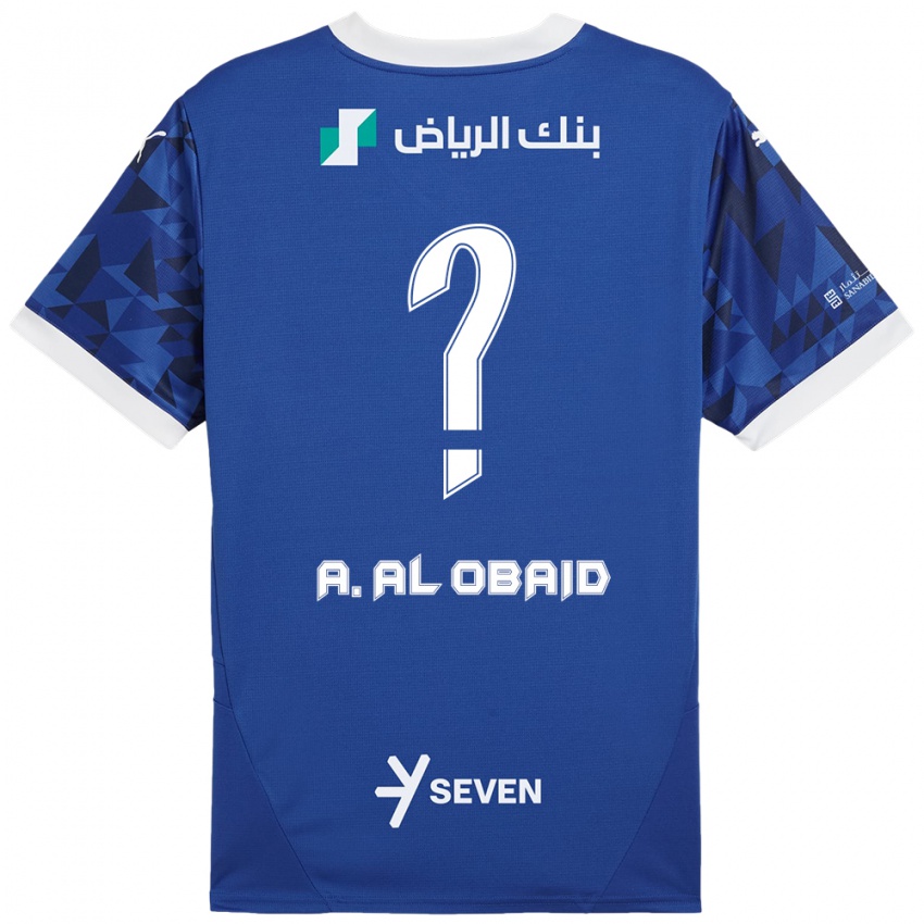 Hombre Camiseta Abdulrahman Al-Obaid #0 Azul Oscuro Blanco 1ª Equipación 2024/25 La Camisa Perú