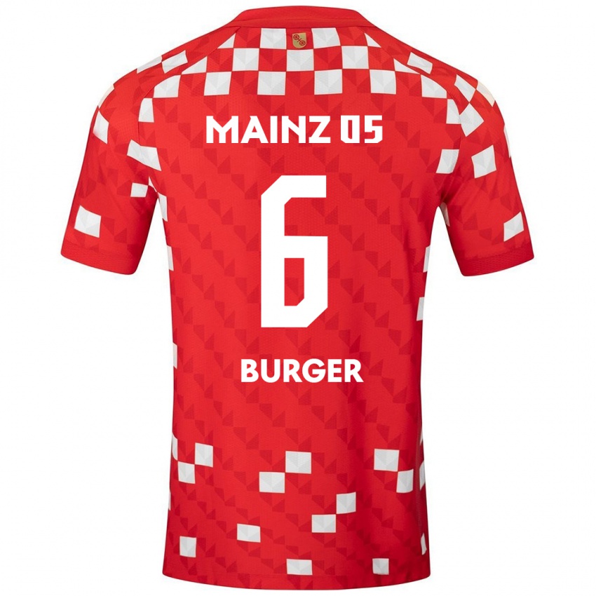 Hombre Camiseta Korbinian Burger #6 Blanco Rojo 1ª Equipación 2024/25 La Camisa Perú