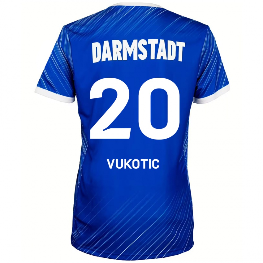 Hombre Camiseta Aleksandar Vukotic #20 Azul Blanco 1ª Equipación 2024/25 La Camisa Perú