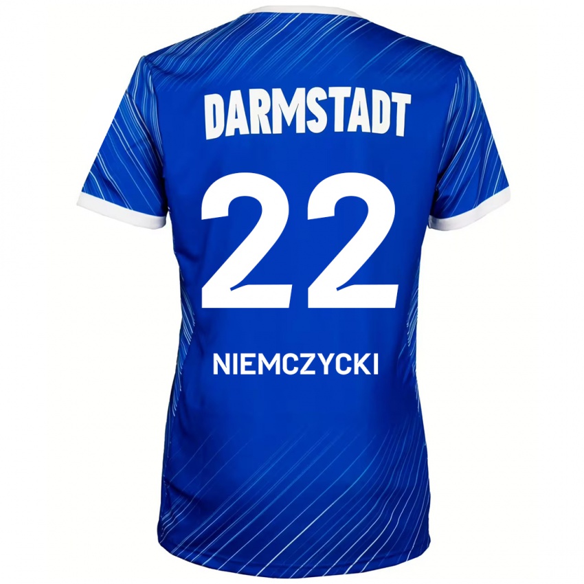 Hombre Camiseta Karol Niemczycki #22 Azul Blanco 1ª Equipación 2024/25 La Camisa Perú