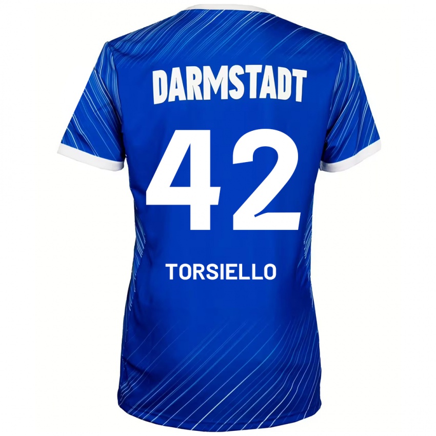 Hombre Camiseta Fabio Torsiello #42 Azul Blanco 1ª Equipación 2024/25 La Camisa Perú