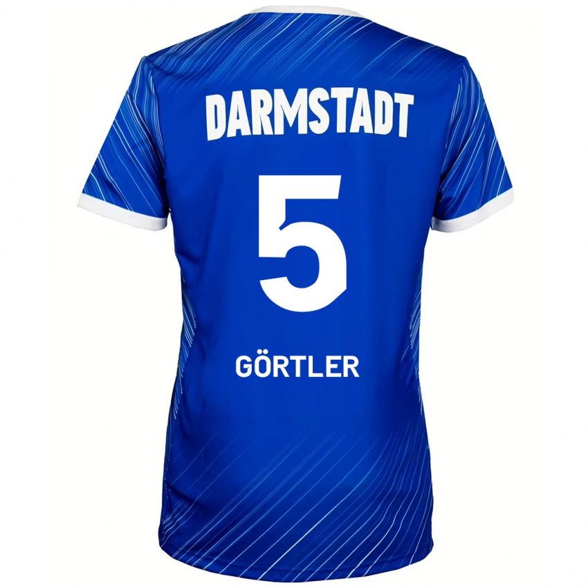 Hombre Camiseta Bastian Görtler #5 Azul Blanco 1ª Equipación 2024/25 La Camisa Perú