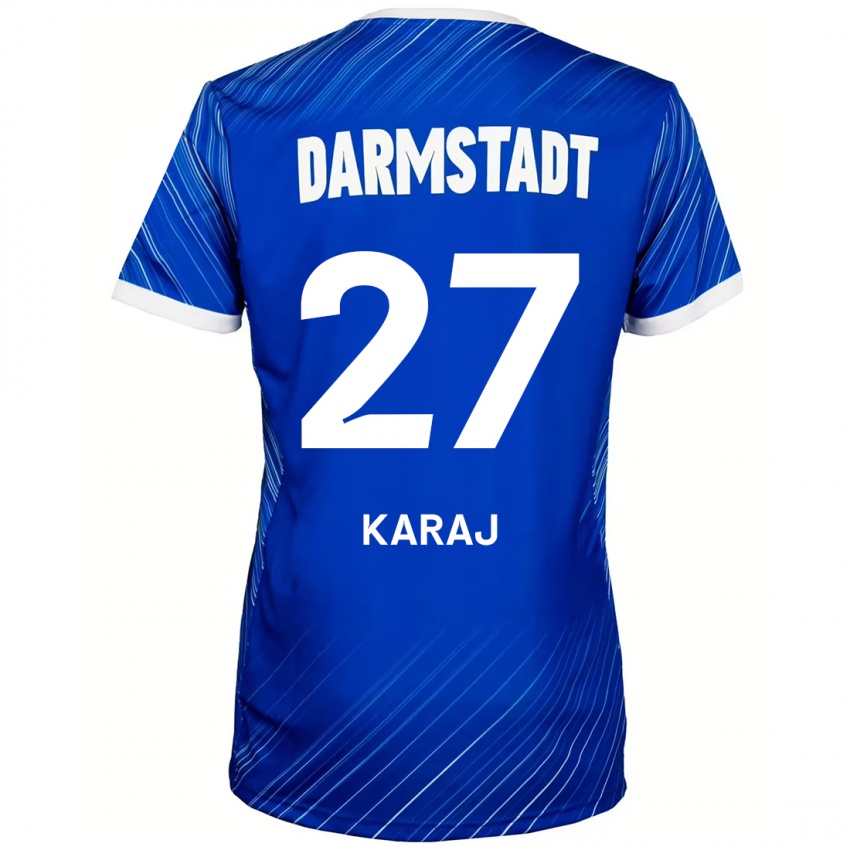 Hombre Camiseta Eraldo Karaj #27 Azul Blanco 1ª Equipación 2024/25 La Camisa Perú