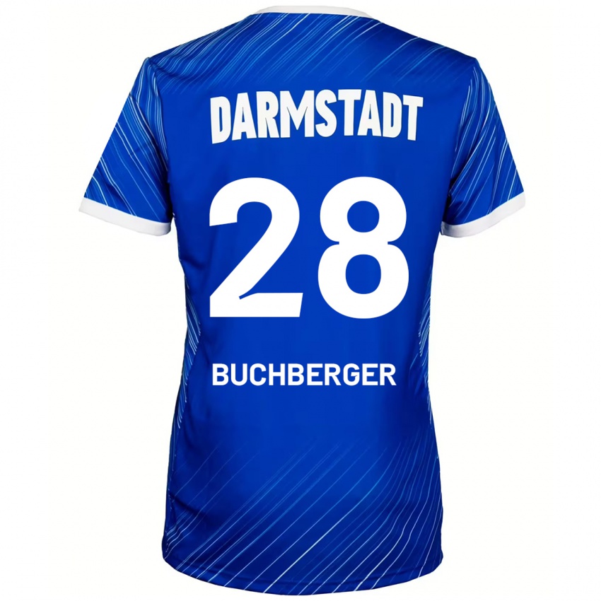 Hombre Camiseta Jonas Buchberger #28 Azul Blanco 1ª Equipación 2024/25 La Camisa Perú