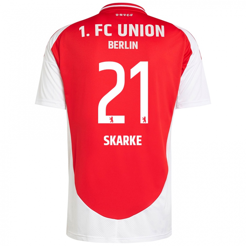 Hombre Camiseta Tim Skarke #21 Rojo Blanco 1ª Equipación 2024/25 La Camisa Perú