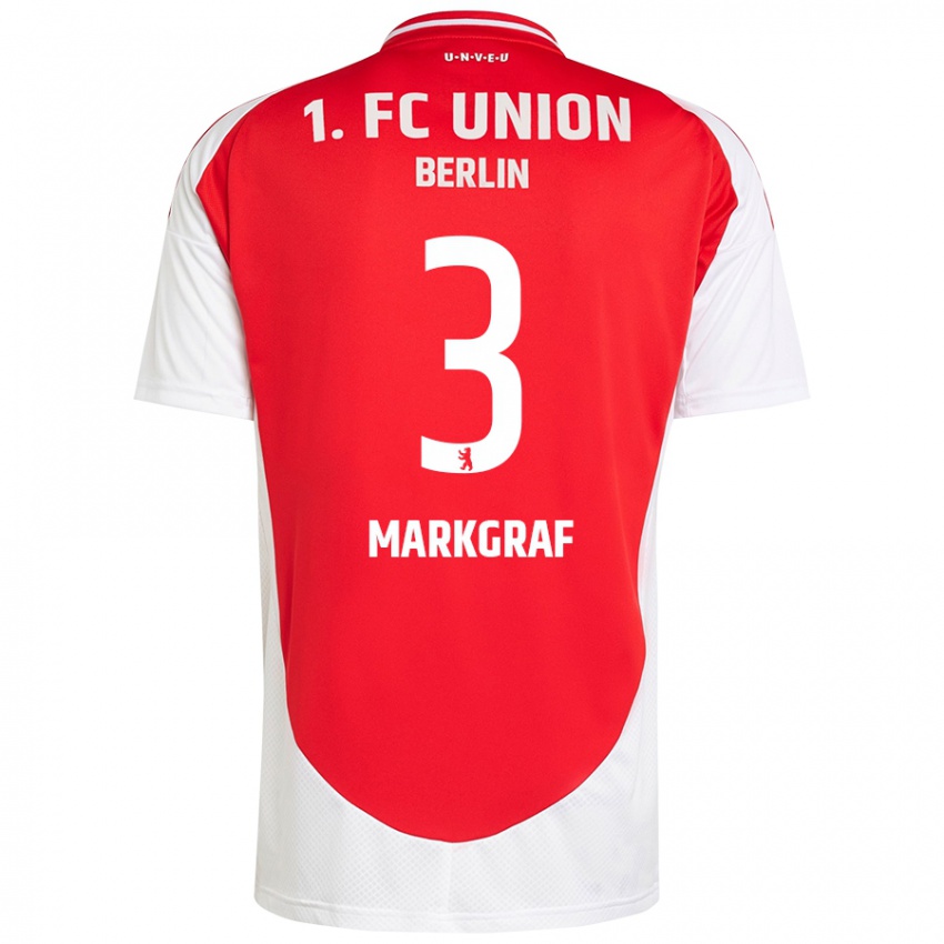 Hombre Camiseta Andrik Markgraf #3 Rojo Blanco 1ª Equipación 2024/25 La Camisa Perú