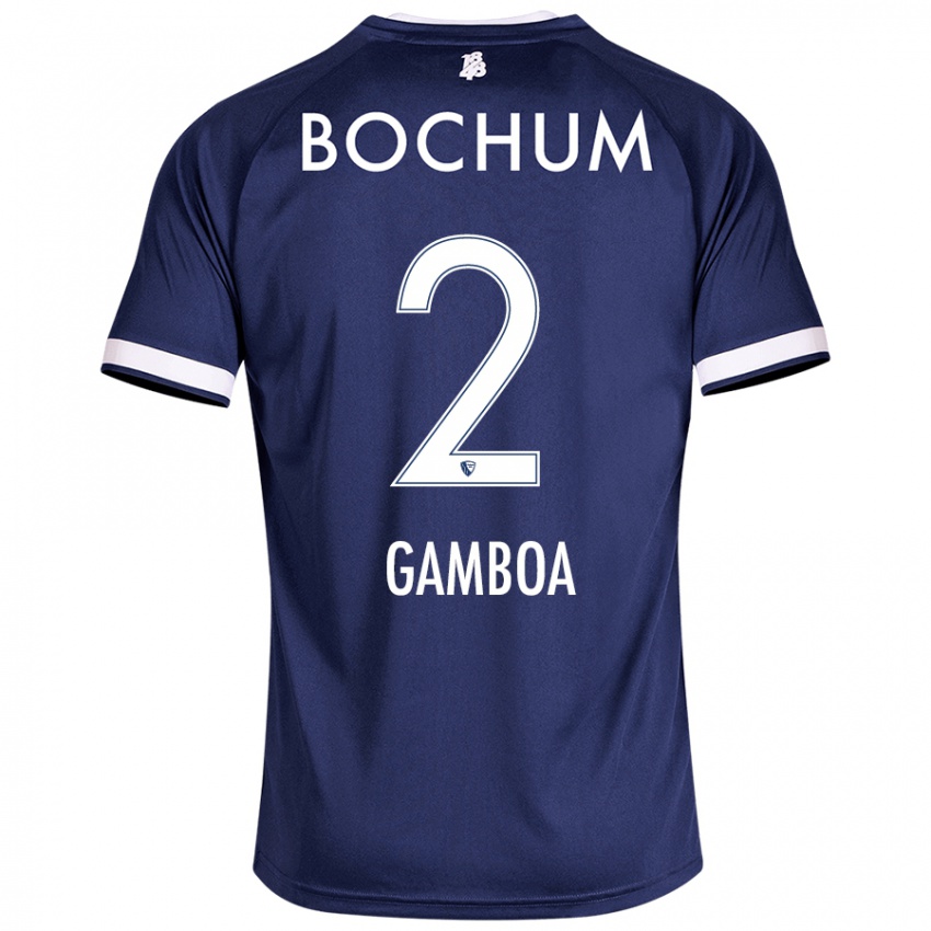 Hombre Camiseta Cristian Gamboa #2 Azul Oscuro 1ª Equipación 2024/25 La Camisa Perú