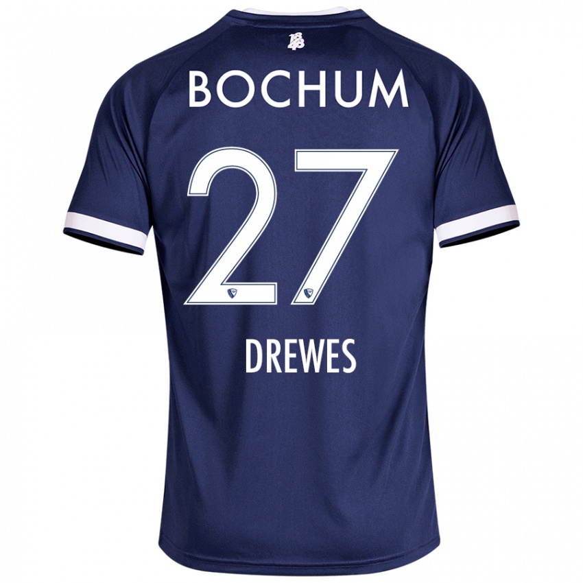 Hombre Camiseta Patrick Drewes #27 Azul Oscuro 1ª Equipación 2024/25 La Camisa Perú