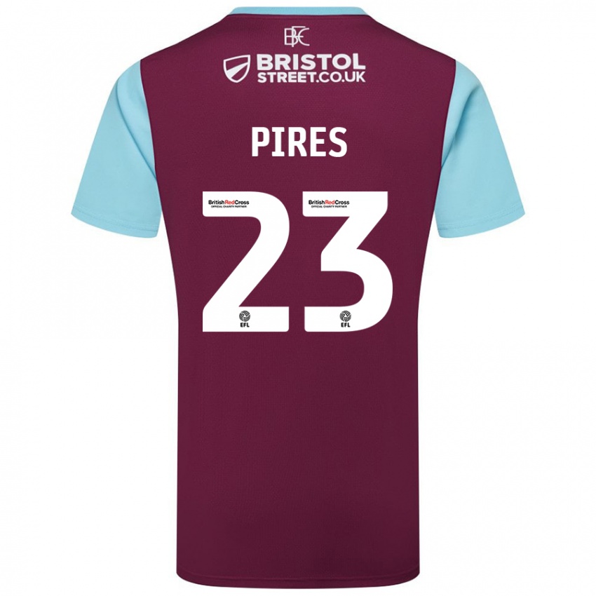 Hombre Camiseta Lucas Pires #23 Borgoña Azul Cielo 1ª Equipación 2024/25 La Camisa Perú