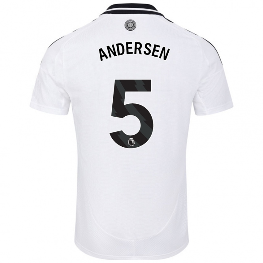 Hombre Camiseta Joachim Andersen #5 Blanco 1ª Equipación 2024/25 La Camisa Perú