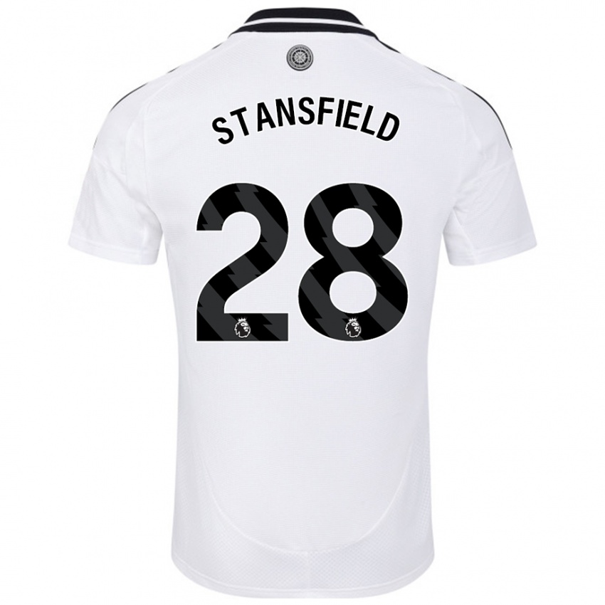 Hombre Camiseta Jay Stansfield #28 Blanco 1ª Equipación 2024/25 La Camisa Perú