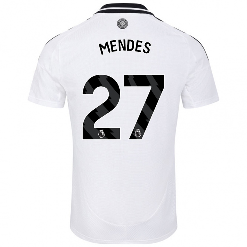 Hombre Camiseta Megalie Mendes #27 Blanco 1ª Equipación 2024/25 La Camisa Perú