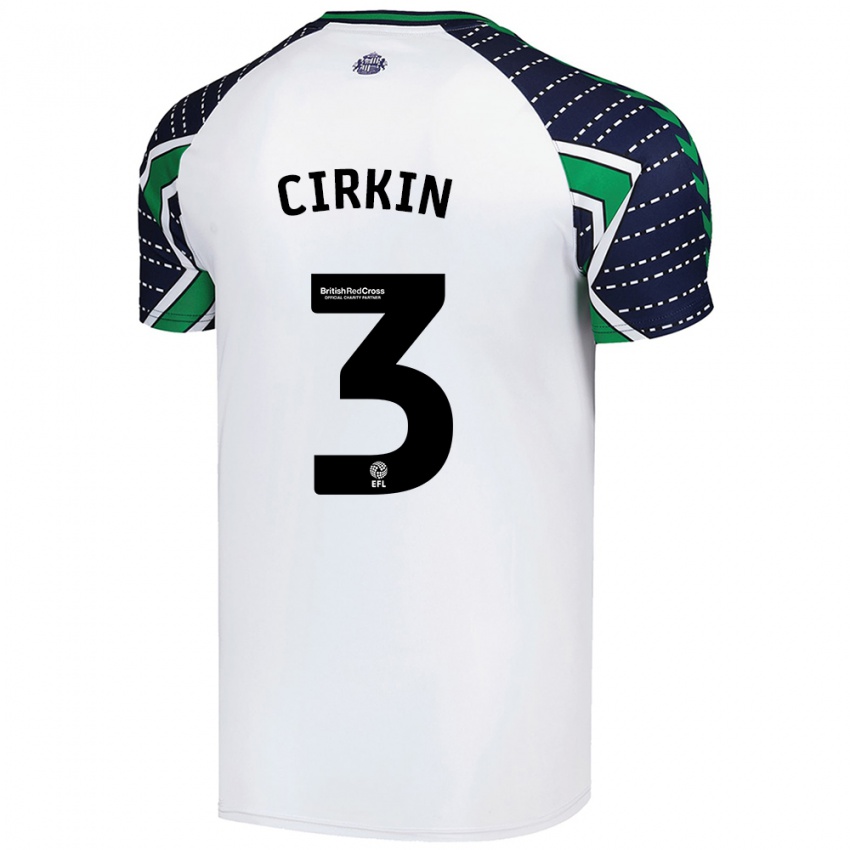 Hombre Camiseta Dennis Cirkin #3 Blanco 2ª Equipación 2024/25 La Camisa Perú