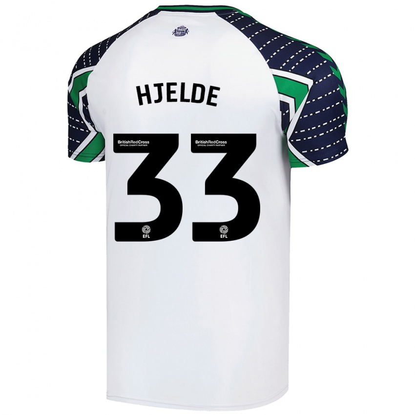 Hombre Camiseta Leo Fuhr Hjelde #33 Blanco 2ª Equipación 2024/25 La Camisa Perú