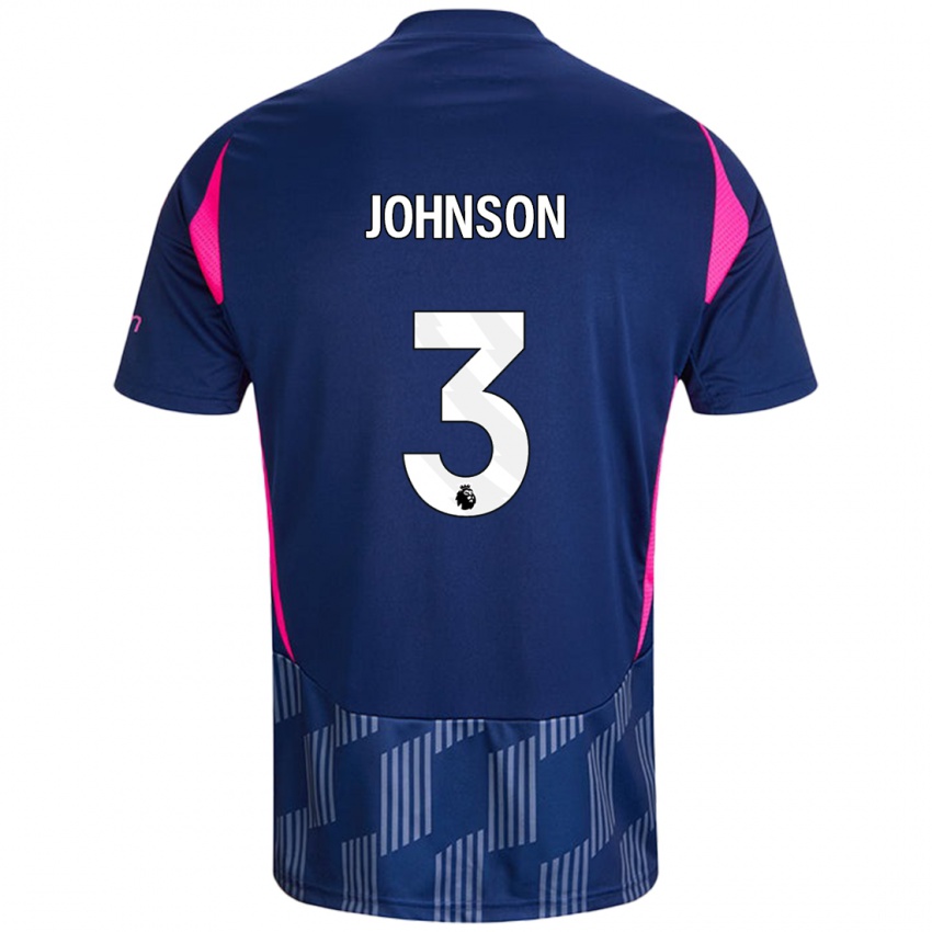 Hombre Camiseta Nat Johnson #3 Azul Real Rosa 2ª Equipación 2024/25 La Camisa Perú