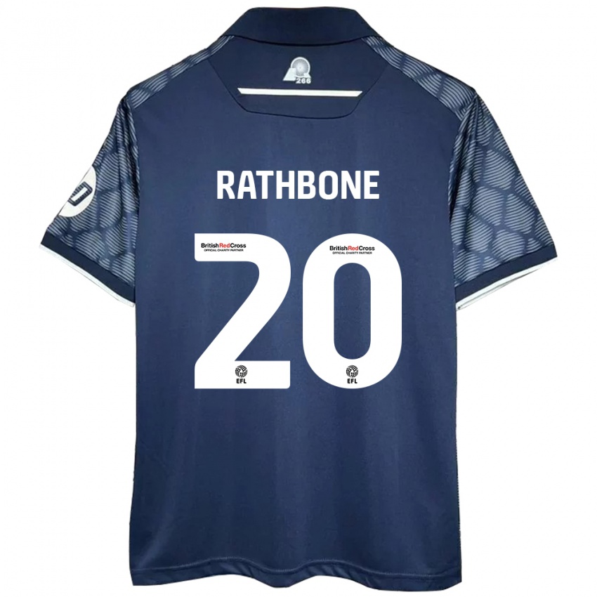 Hombre Camiseta Ollie Rathbone #20 Negro 2ª Equipación 2024/25 La Camisa Perú