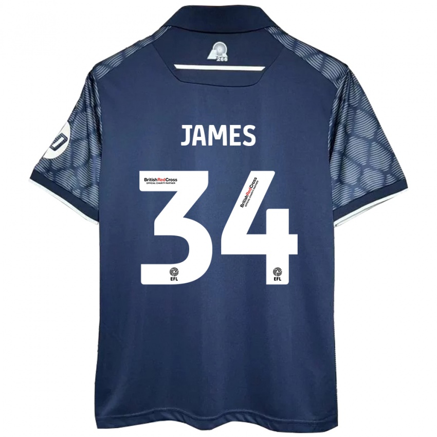 Hombre Camiseta Aaron James #34 Negro 2ª Equipación 2024/25 La Camisa Perú