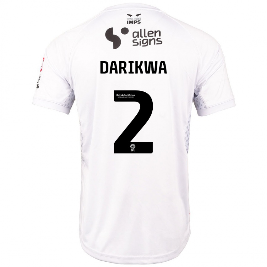 Hombre Camiseta Tendayi Darikwa #2 Rojo Blanco 2ª Equipación 2024/25 La Camisa Perú