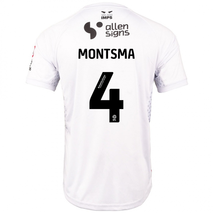 Hombre Camiseta Lewis Montsma #4 Rojo Blanco 2ª Equipación 2024/25 La Camisa Perú