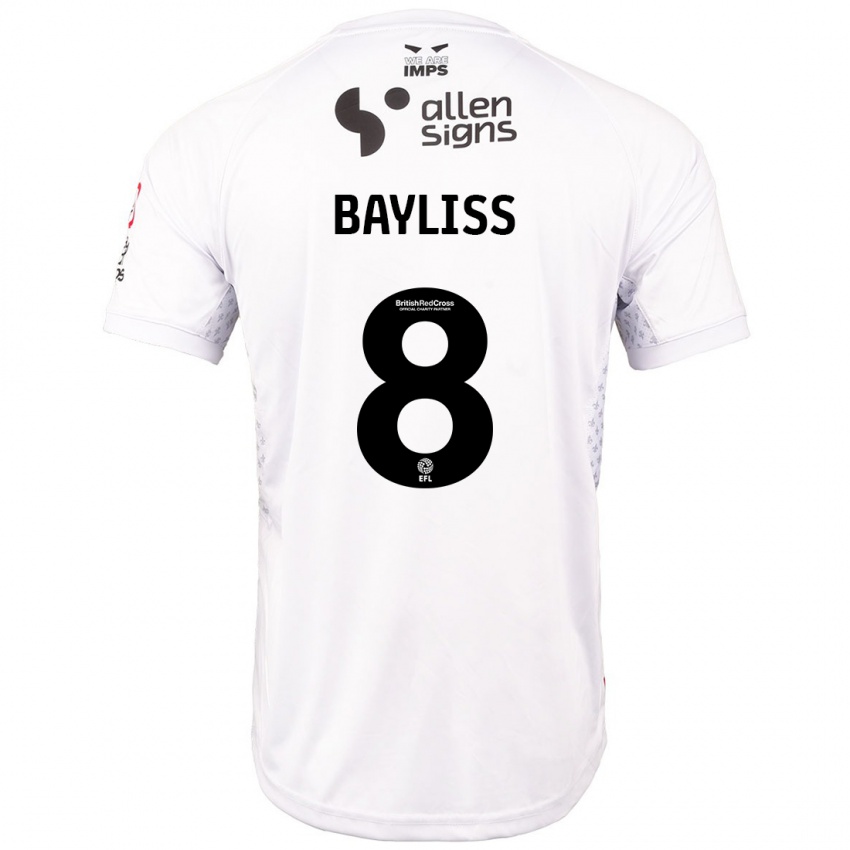 Hombre Camiseta Tom Bayliss #8 Rojo Blanco 2ª Equipación 2024/25 La Camisa Perú