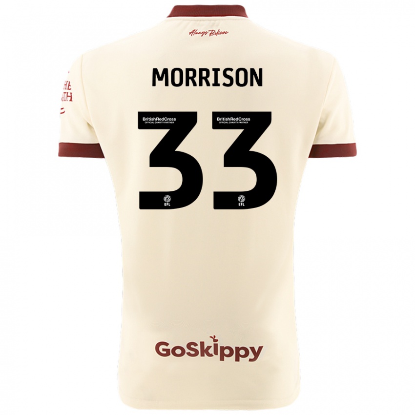 Hombre Camiseta Elijah Morrison #33 Crema Blanco 2ª Equipación 2024/25 La Camisa Perú