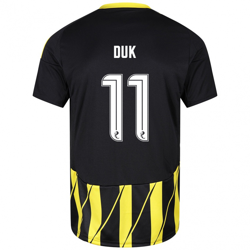 Hombre Camiseta Duk #11 Negro Amarillo 2ª Equipación 2024/25 La Camisa Perú