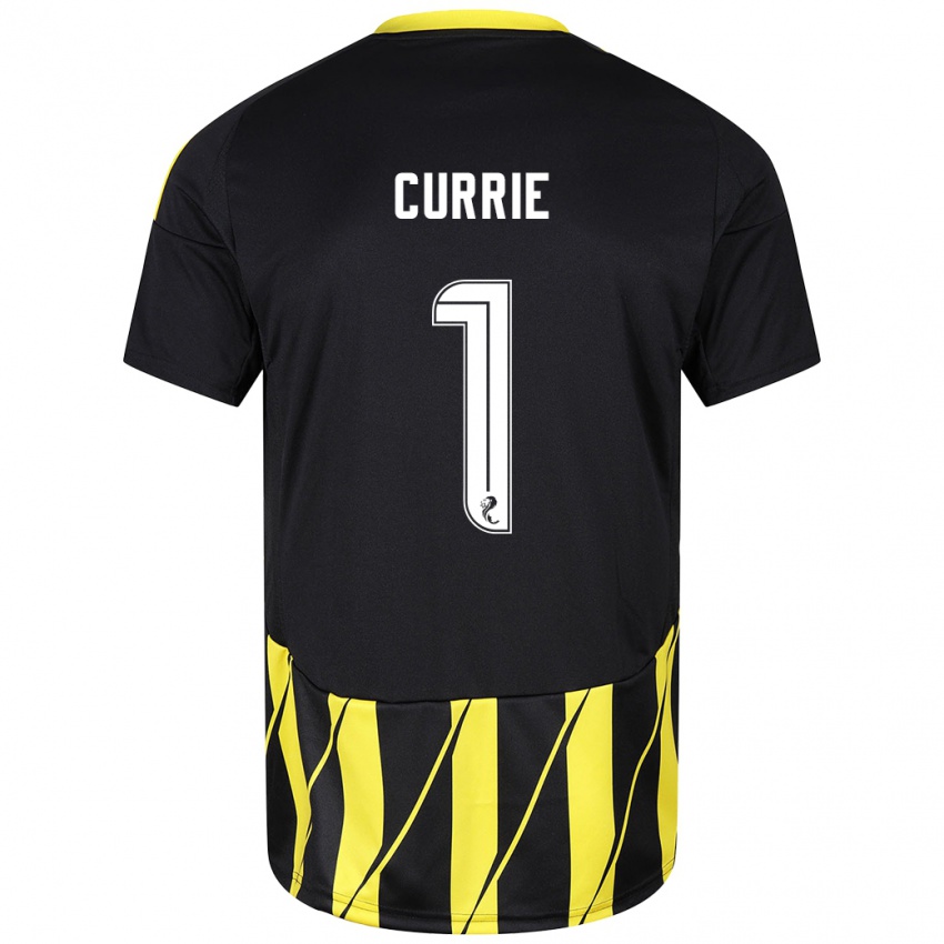 Hombre Camiseta Jennifer Currie #1 Negro Amarillo 2ª Equipación 2024/25 La Camisa Perú