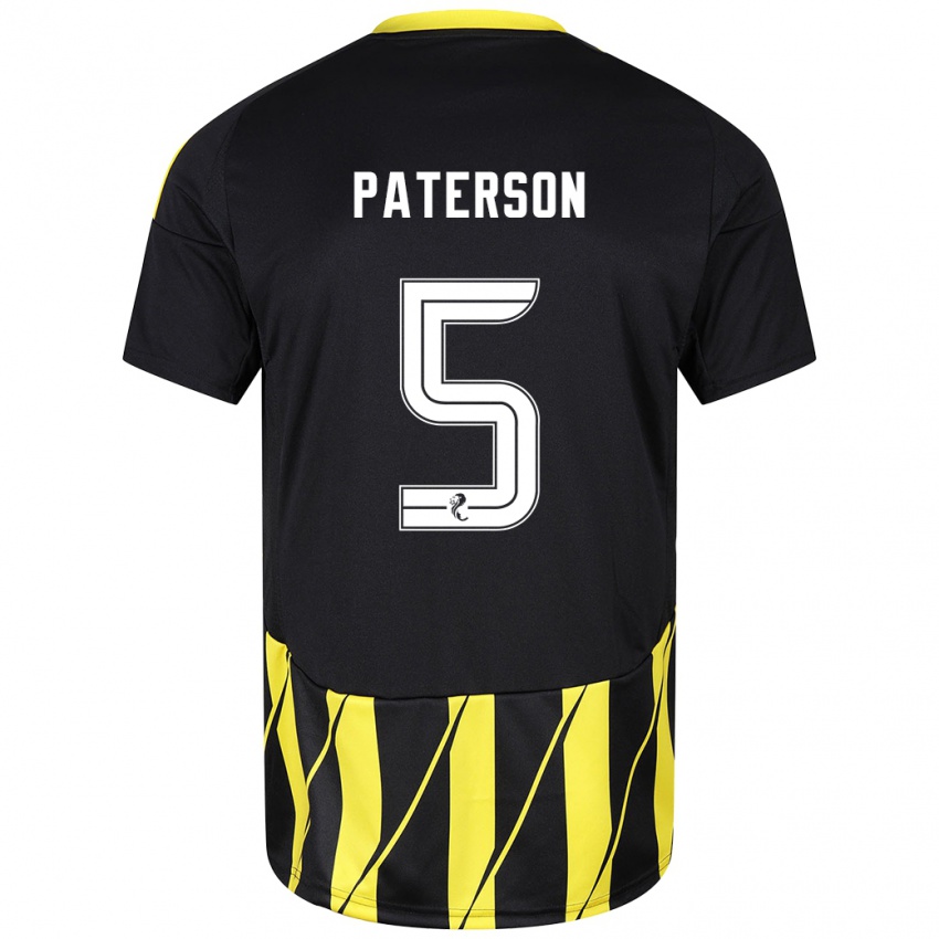 Hombre Camiseta Donna Paterson #5 Negro Amarillo 2ª Equipación 2024/25 La Camisa Perú