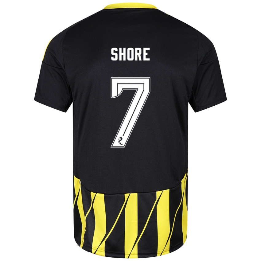 Hombre Camiseta Eilidh Shore #7 Negro Amarillo 2ª Equipación 2024/25 La Camisa Perú