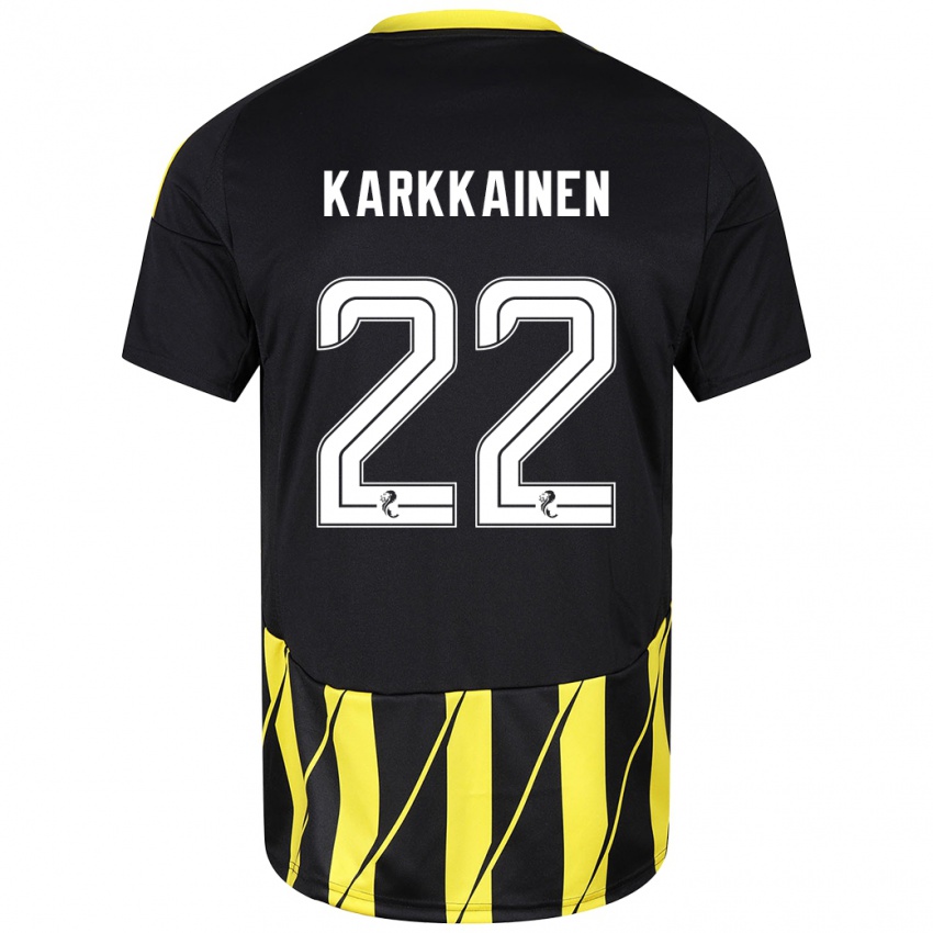 Hombre Camiseta Elena Kärkkäinen #22 Negro Amarillo 2ª Equipación 2024/25 La Camisa Perú